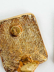 Vintage YSL Earrings, Yves Saint Laurent Gold Tone Earrings, Clip-on Earrings, Logo Earrings, Jewelry for Women, Gift for her, Jewelry Gold