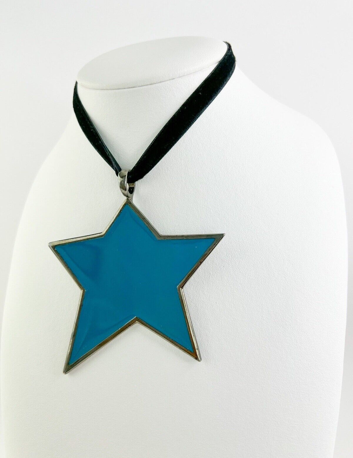Vintage YSL Yves Saint Laurent Necklace, Necklace Large, YSL 1970’s Star Blue, Vintage Choker, Velvet choker Necklace, Gift for her