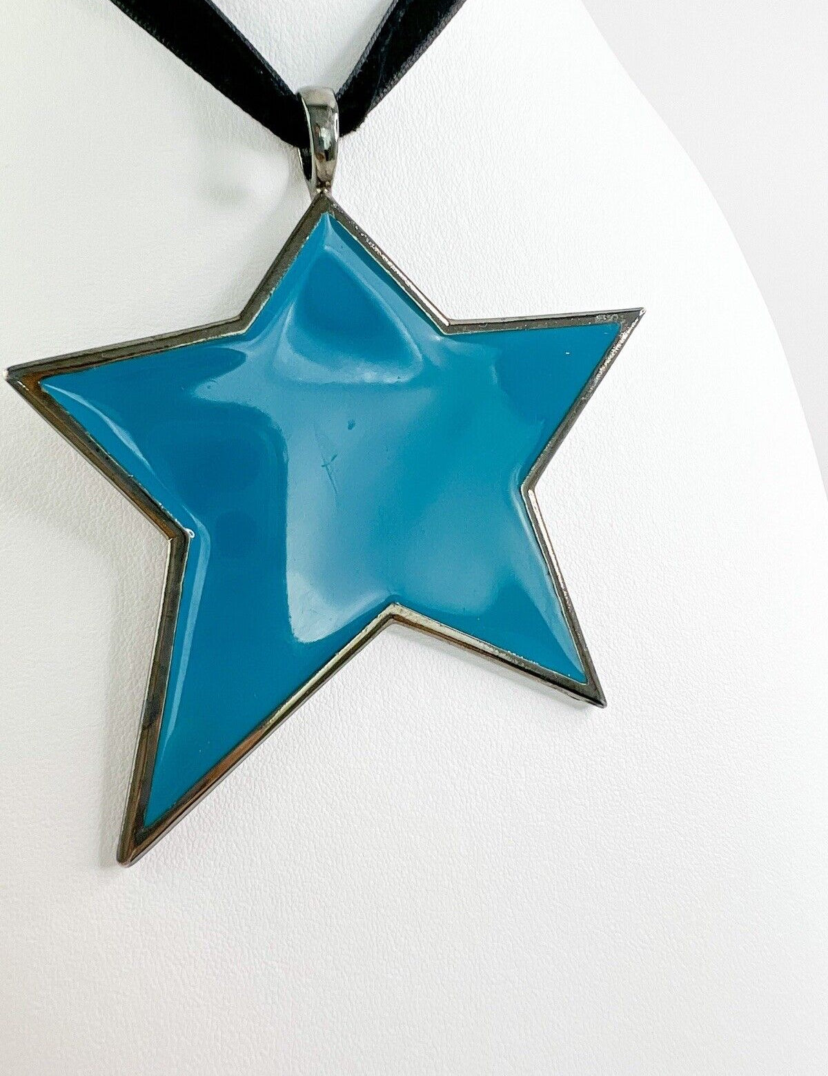 Vintage YSL Yves Saint Laurent Necklace, Necklace Large, YSL 1970’s Star Blue, Vintage Choker, Velvet choker Necklace, Gift for her