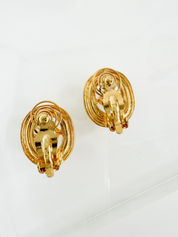 Vintage YSL Yves Saint Laurent Earrings, Gold Tone Oval Earrings, Made in France, Bridal earrings, Clip-on Earrings, Earrings large gold