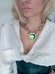 Vintage YSL necklace , 1980s Yves Saint Laurent limited edition watermelon crystal Choker Numbered , extremely rare , gift for her, hexagon