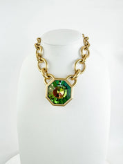 Vintage YSL necklace , 1980s Yves Saint Laurent limited edition watermelon crystal Choker Numbered , extremely rare , gift for her, hexagon
