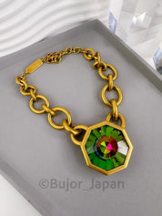 Vintage YSL necklace , 1980s Yves Saint Laurent limited edition watermelon crystal Choker Numbered , extremely rare , gift for her, hexagon