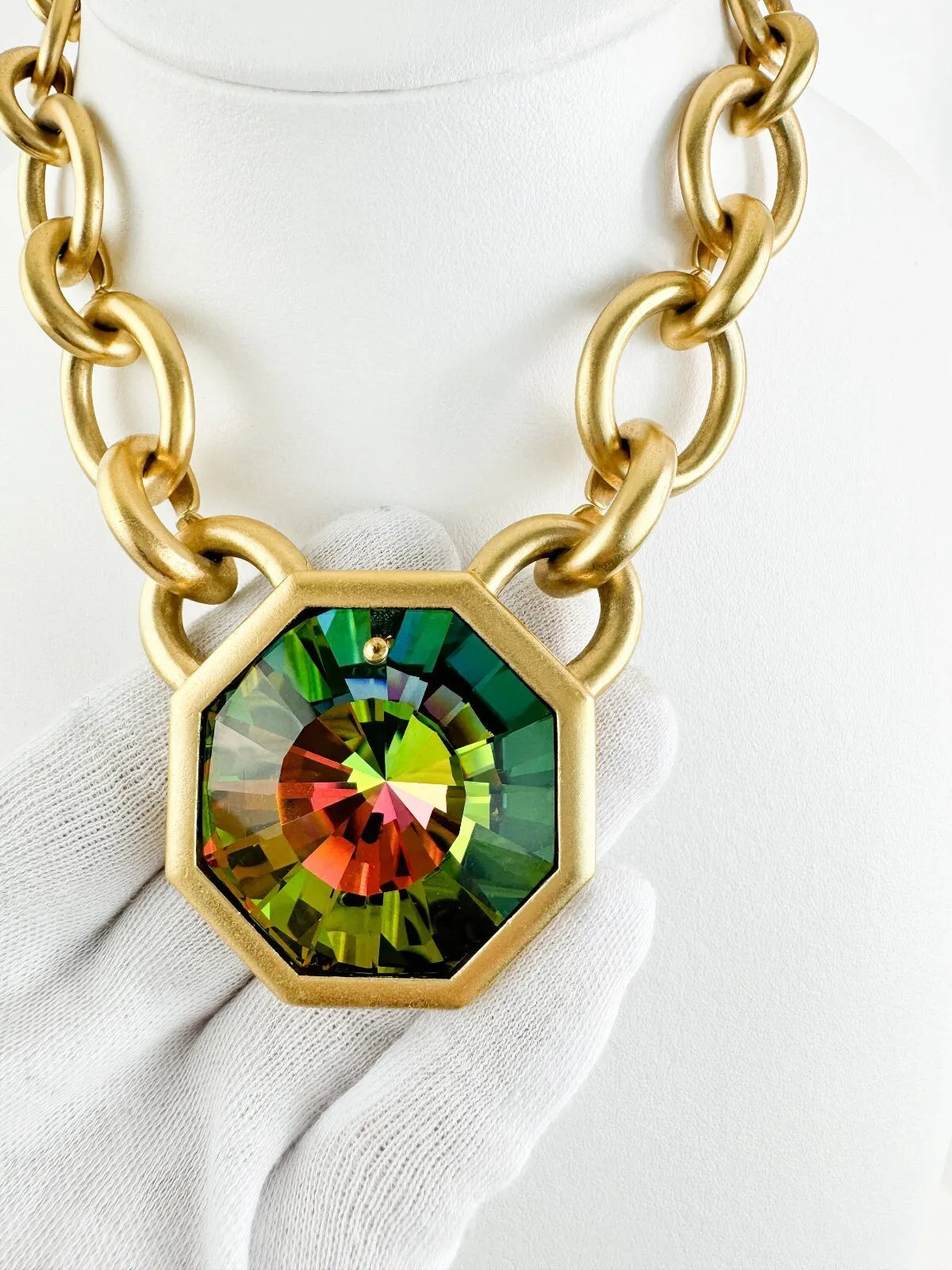 Vintage YSL necklace , 1980s Yves Saint Laurent limited edition watermelon crystal Choker Numbered , extremely rare , gift for her, hexagon