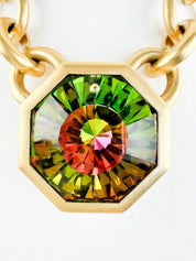Vintage YSL necklace , 1980s Yves Saint Laurent limited edition watermelon crystal Choker Numbered , extremely rare , gift for her, hexagon