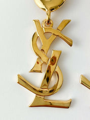 Authentic YSL Yves Saint Laurent vintage gold tone iconic logo drop earrings, made in France, extremely rare collector piece