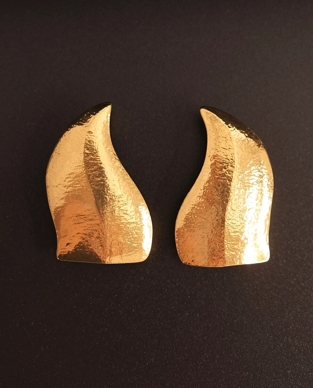 Saint Laurent Earrings YSL  Large earrings vintage Fire Flame Earrings, Clip-on Earrings, Vintage Jewelry Gold, YSL made in France