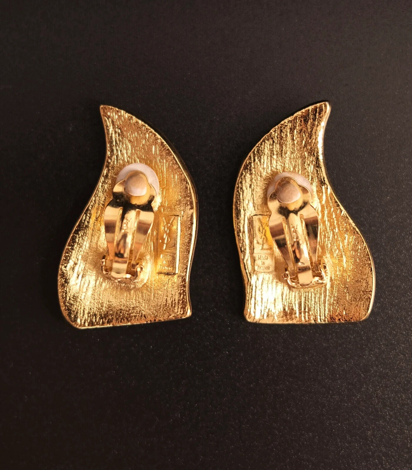 Saint Laurent Earrings YSL  Large earrings vintage Fire Flame Earrings, Clip-on Earrings, Vintage Jewelry Gold, YSL made in France