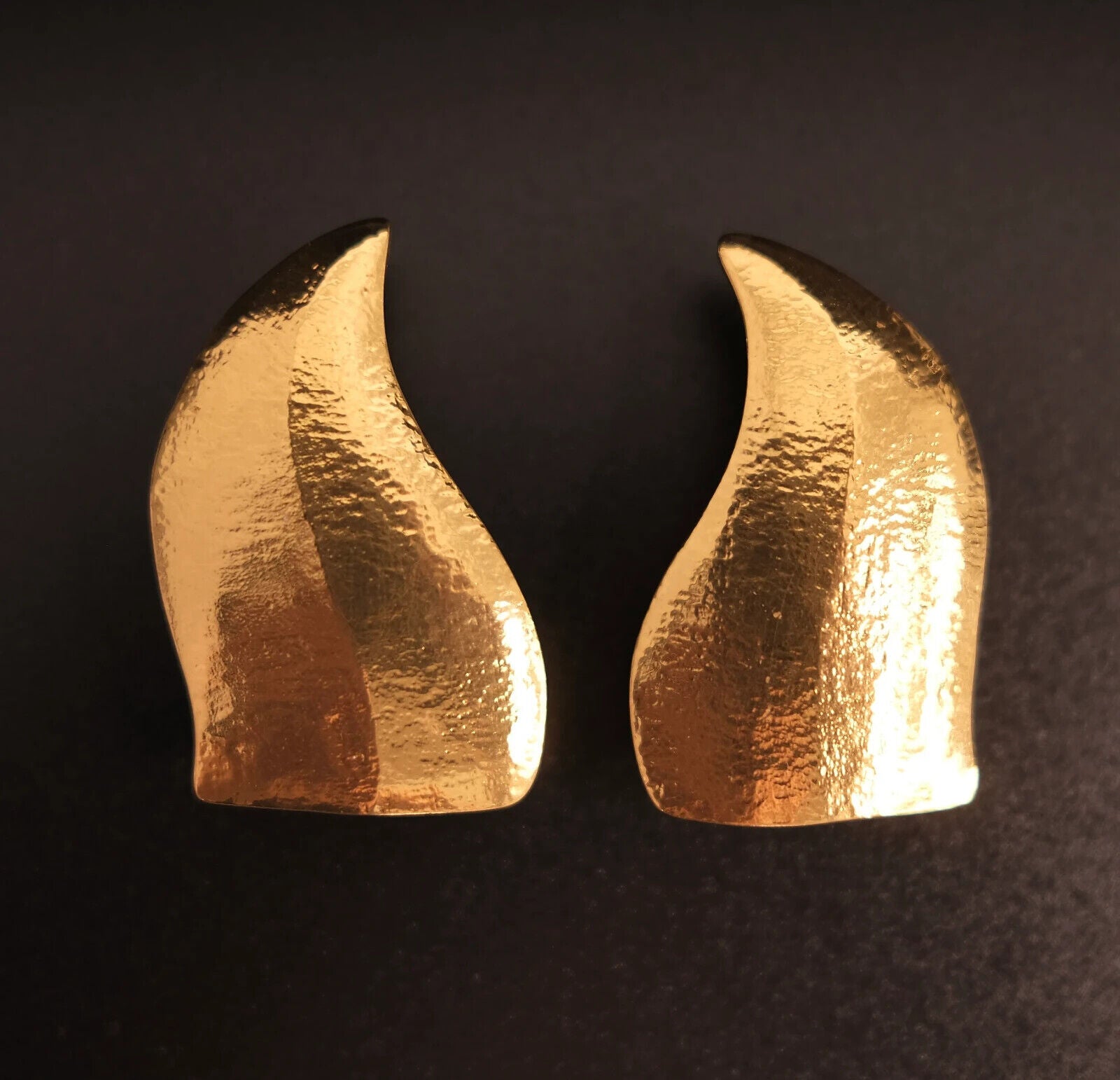 Saint Laurent Earrings YSL  Large earrings vintage Fire Flame Earrings, Clip-on Earrings, Vintage Jewelry Gold, YSL made in France