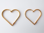 Moschino Vintage Gold Tone Heart Hoop Earrings Openwork Large