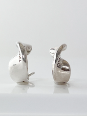 【SOLD OUT】Chanel Vintage Sterling Silver 925 Clip-On Hoop Earrings Chanel Signature