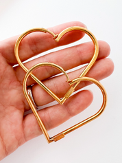 Moschino Vintage Gold Tone Heart Hoop Earrings Openwork Large