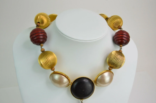 YSL Yves Saint Laurent Rive Gauche Vintage Massive Charm Necklace Made in France