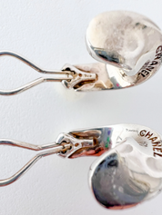 【SOLD OUT】Chanel Vintage Sterling Silver 925 Clip-On Hoop Earrings Chanel Signature