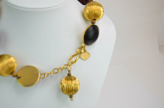 YSL Yves Saint Laurent Rive Gauche Vintage Massive Charm Necklace Made in France