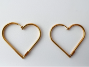 Moschino Vintage Gold Tone Heart Hoop Earrings Openwork Large