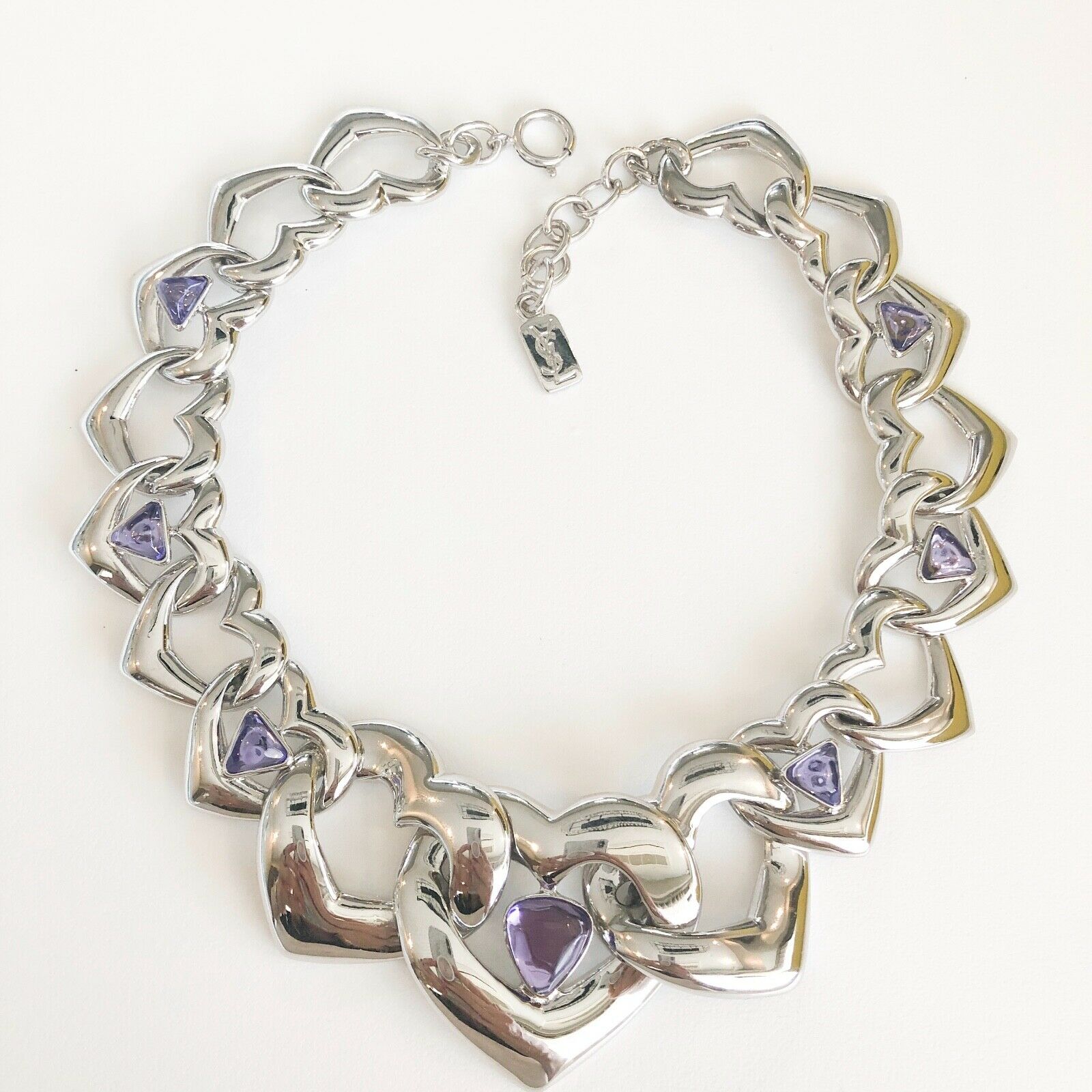 Yves Saint Laurent cabochon  heart link necklace