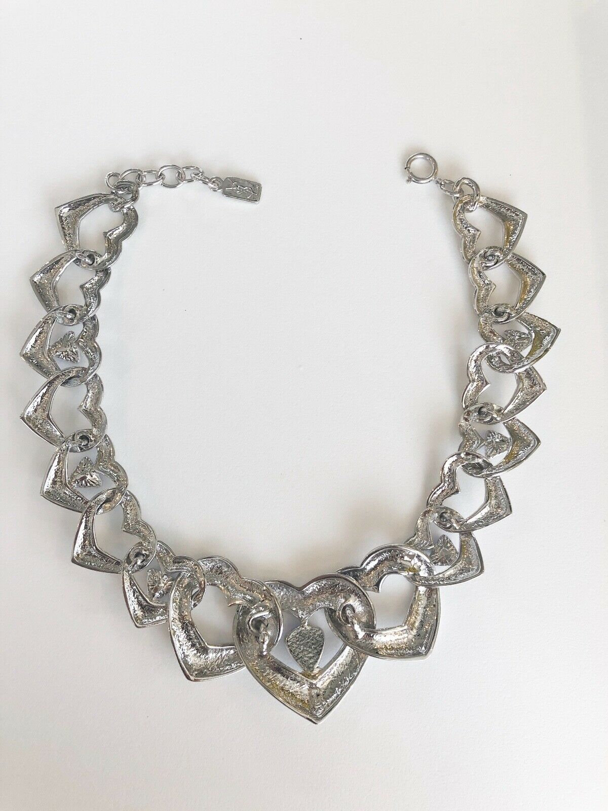 YSL Yves Saint Laurent Silver Tone Heart With Resin Necklace Gorgeous