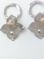 【SOLD OUT】YSL Yves Saint Laurent Vintage Silver Tone Earrings Clover Hoop