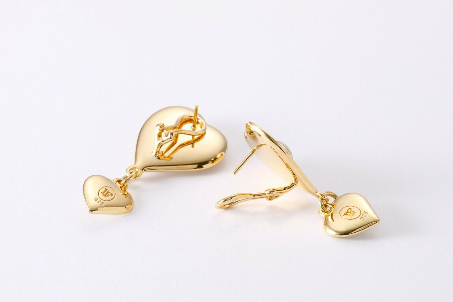 New Heart Dangle Earrings Cabochon Sterling Silver 925 Base 2Mc 24K Gold Plated Gorgeous Swarovski Crystal
