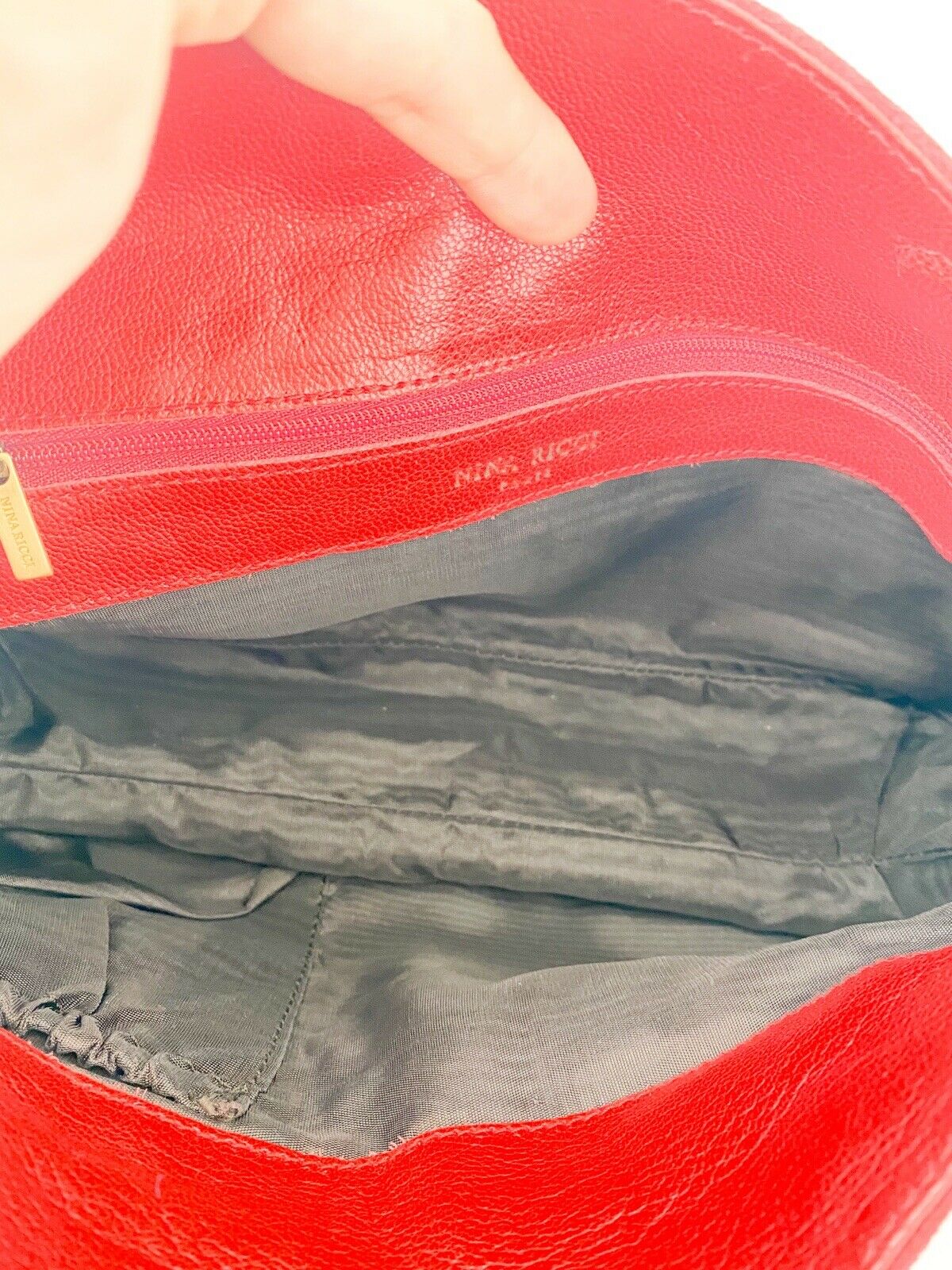 【SOLD OUT】NINA RICCI Red Suede Leather Shoulder Bag Handbag Made in Italy