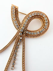 Pierre Balmain Vintage Brooch Pin Dangle Chain Fringe Rhinestone
