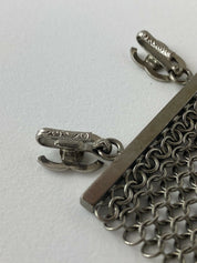 CHANEL Silver Tone Metallic Massive Choker Collar Necklace Beads Made in France