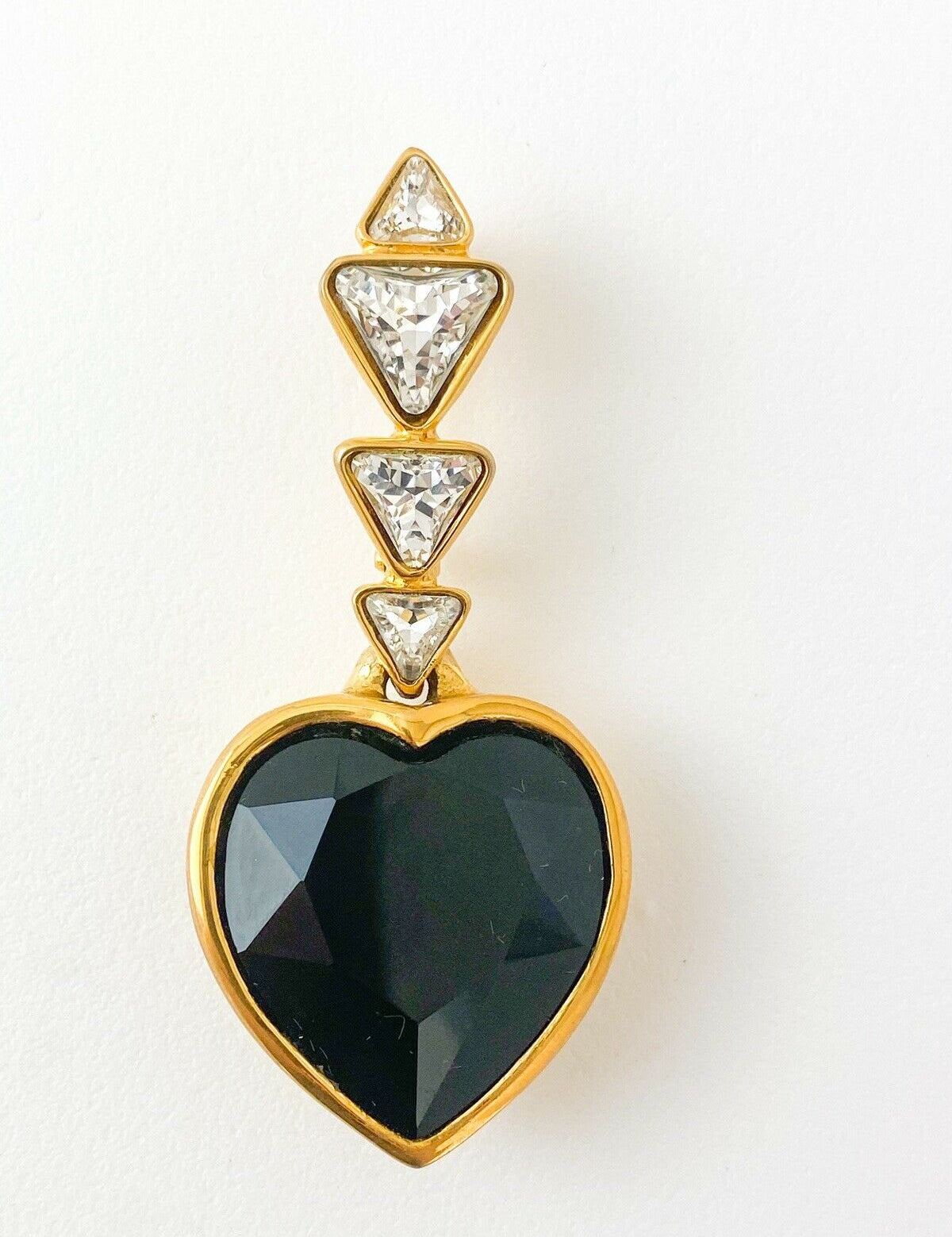 Vintage Yves Saint Laurent Black  Heart brooch pin 