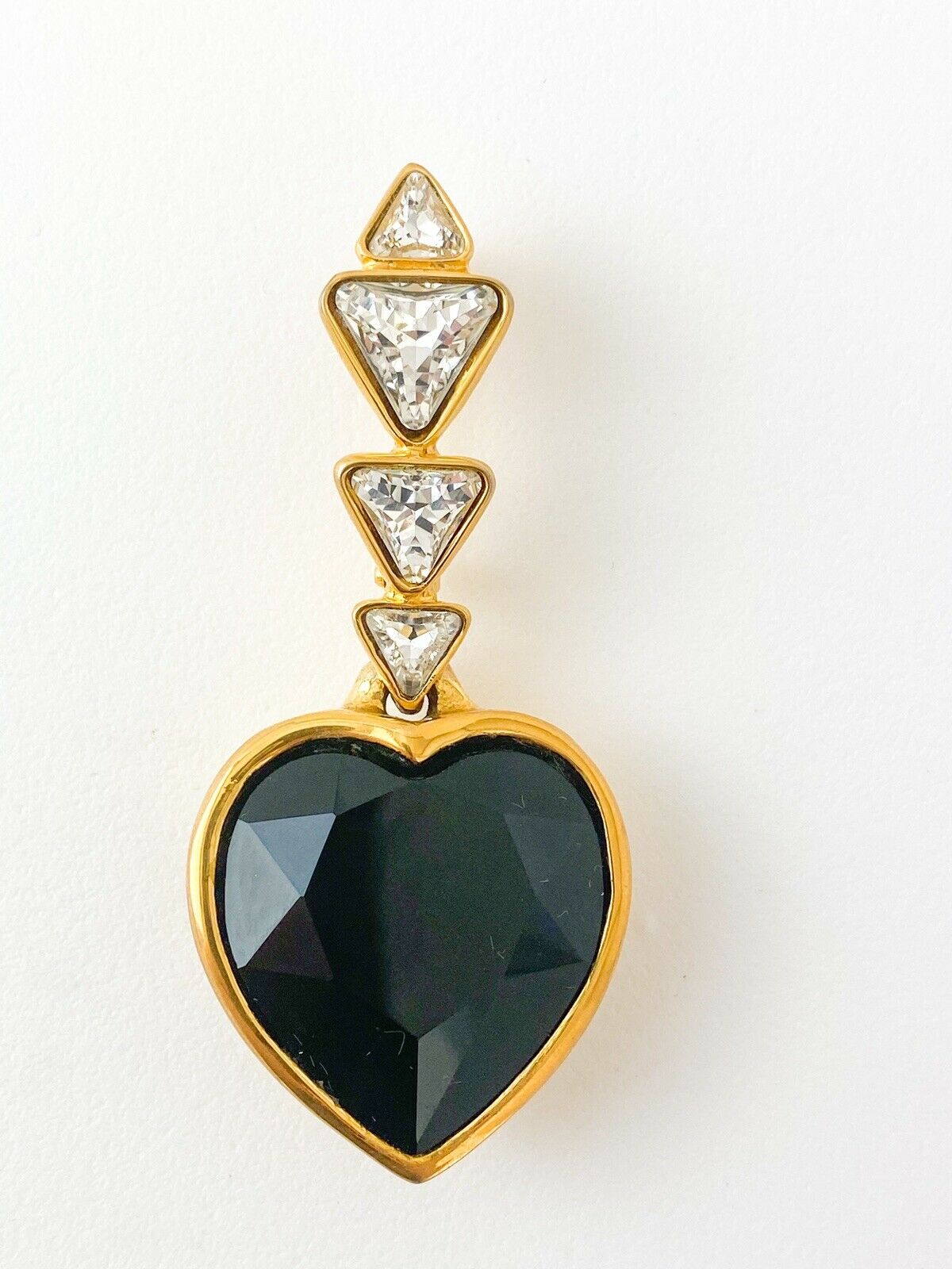 Vintage Yves Saint Laurent Black  Heart brooch pin 
