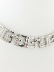 Givenchy Paris New York 1978 Vintage Silver Tone Logo Link Necklace Choker