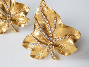 【SOLD OUT】Jacques Fath Gold Tone Leaf Earrings Made in France Vintage