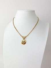 Givenchy Gold Tone G Logo Pendant Choker Necklace Vintage