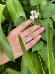 Alphabet Ring Initial  L Swarovski Crystals Free Size Sterling Silver 925 Rhodium Plated