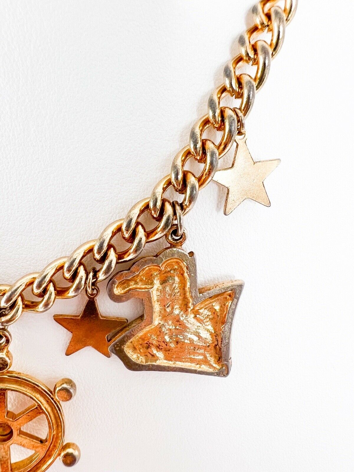 【SOLD OUT】Moschino Vintage Gold Tone Multi-Charm Chain Necklace Ship Anchor