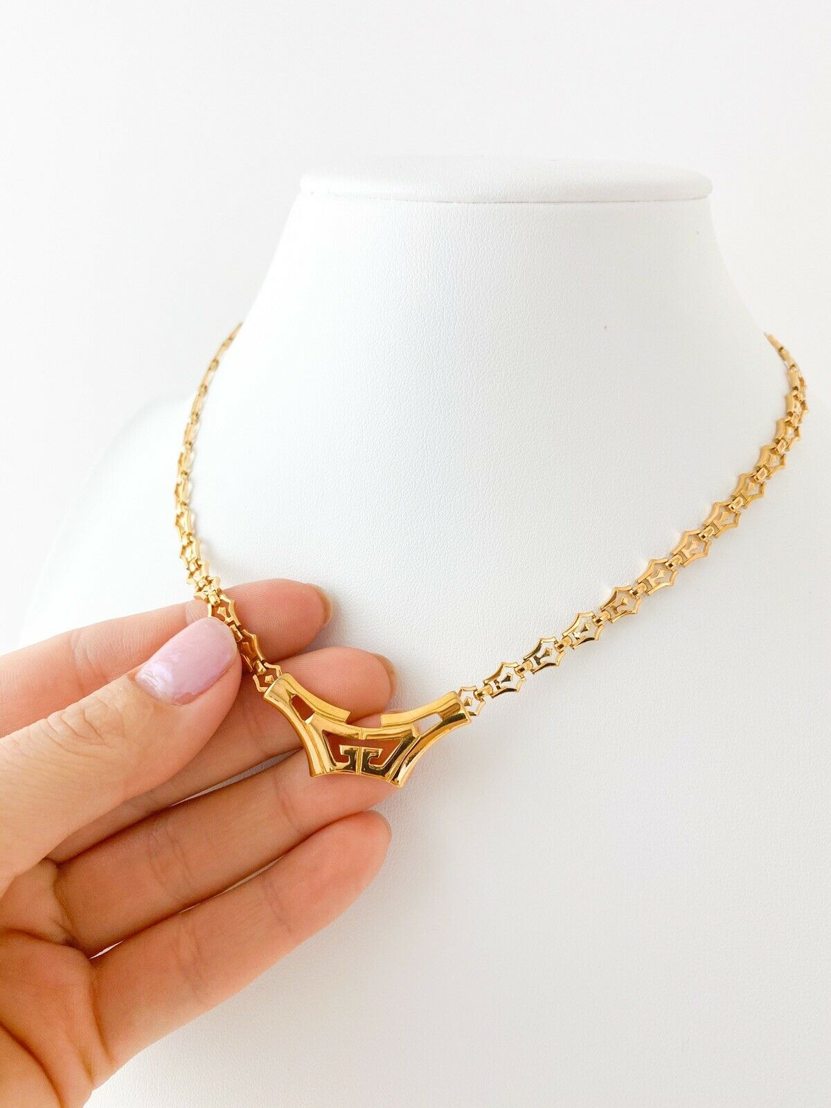 【SOLD OUT】Givenchy Paris Vintage Gold Tone Logo Choker Necklace