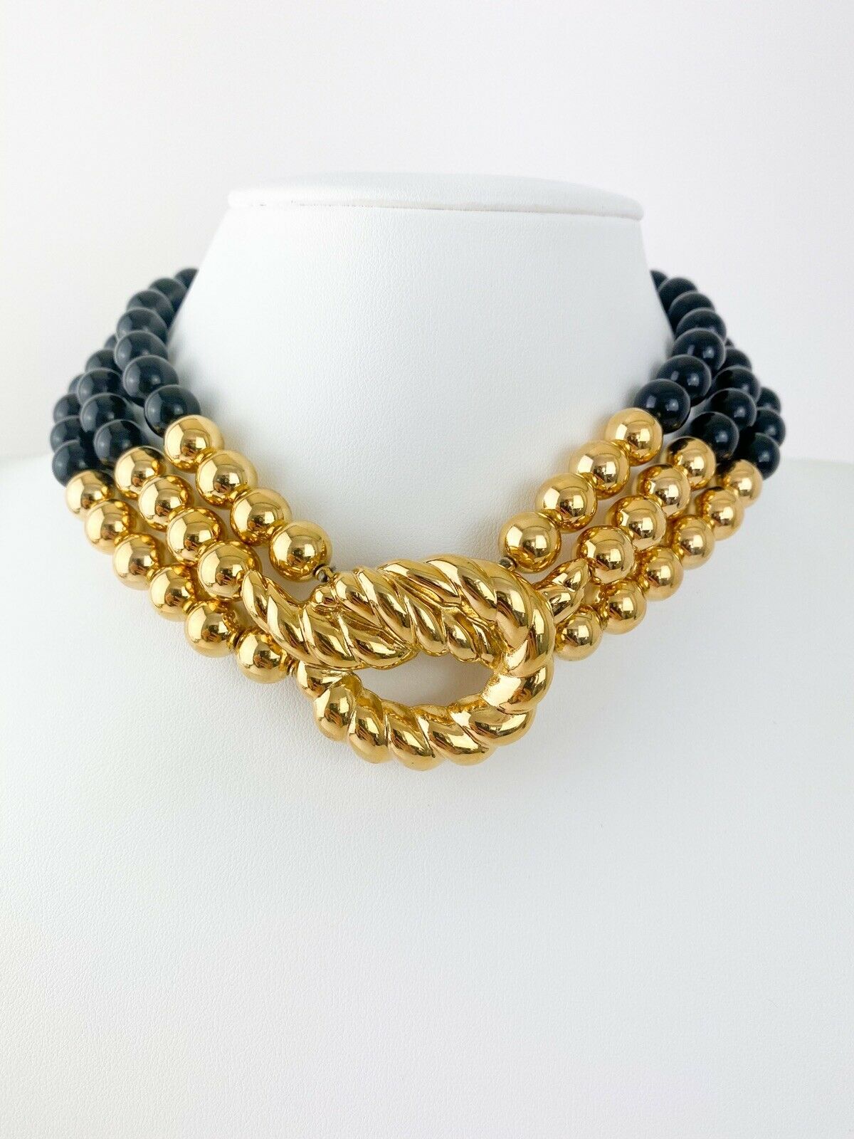 【SOLD OUT】Bijoux Givenchy Paris New York Vintage Multi-strand Beaded Necklace Black