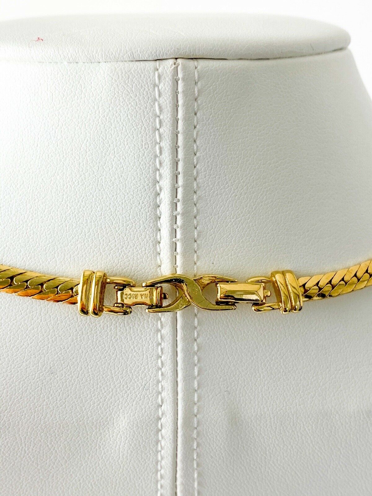 Nina Ricci Gold Tone Choker Necklace Black Stone Rhinestone Vintage