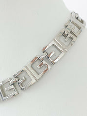 Givenchy Paris New York 1978 Vintage Silver Tone Logo Link Necklace Choker
