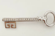 Givenchy Vintage Silver Tone Key Brooch Pin Crystals Large Beautiful