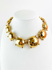 YSL Yves Saint Laurent Vintage Necklace Gold Tone Round Charm Made in France