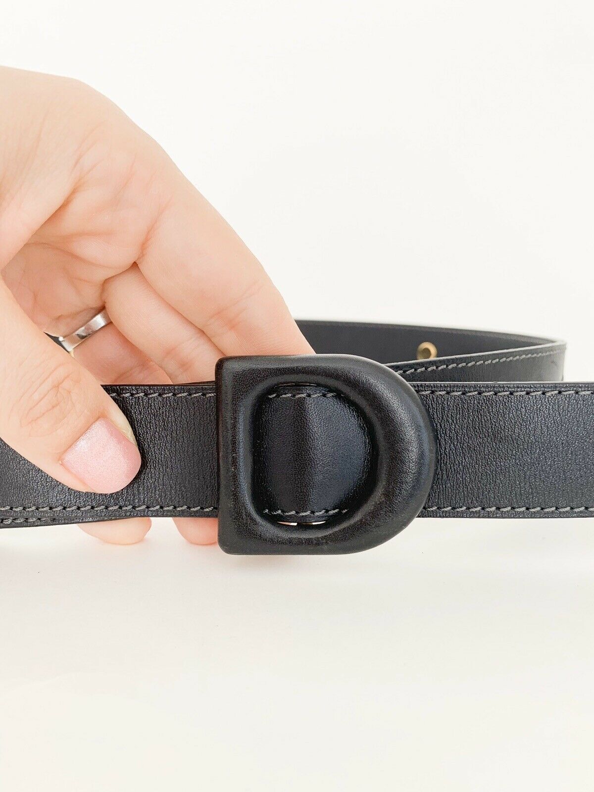 Christian Dior Black D BUCKLE Leather Belt Stunning 75 S