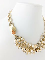 【SOLD OUT】Christian Dior Mise en Dior Vintage Gold Tone Multi-Strand Choker Necklace Faux Pearl