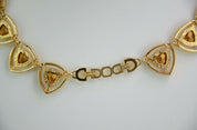 【SOLD OUT】Christian Dior Gold Tone Triangle Link Choker Necklace Rhinestone Vintage
