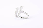 Alphabet Ring Initial U Swarovski Crystals Free Size Sterling Silver 925 Rhodium Plated