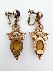 JEAN LOUIS SCHERRER Vintage Gold Tone Dangle Earrings Cabochon