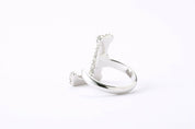 Alphabet Ring Initial  L Swarovski Crystals Free Size Sterling Silver 925 Rhodium Plated
