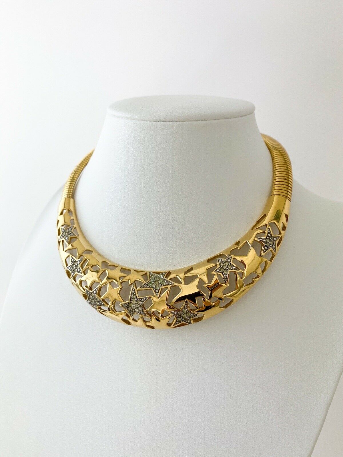 【SOLD OUT】Givenchy Paris New York Vintage Gold Tone Star Collar Necklace Rhinestone