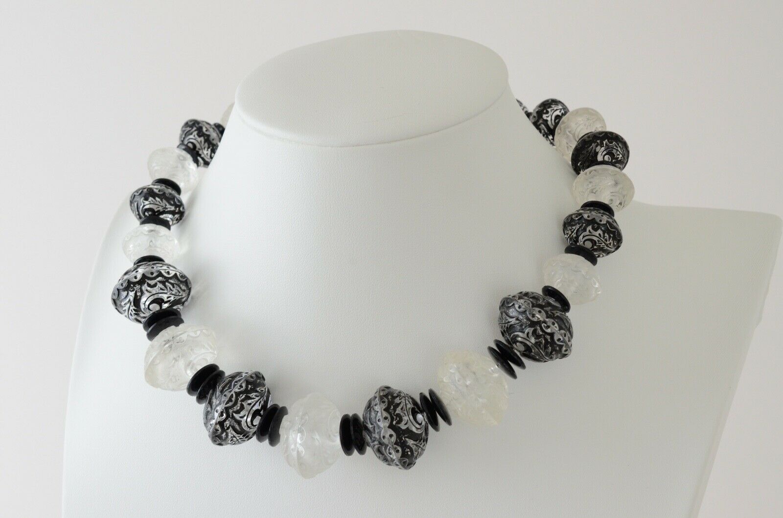 Jean Louis Scherrer Paris Elegant Necklace Clear And Black Vintage