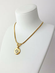 Givenchy Gold Tone G Logo Pendant Choker Necklace Vintage