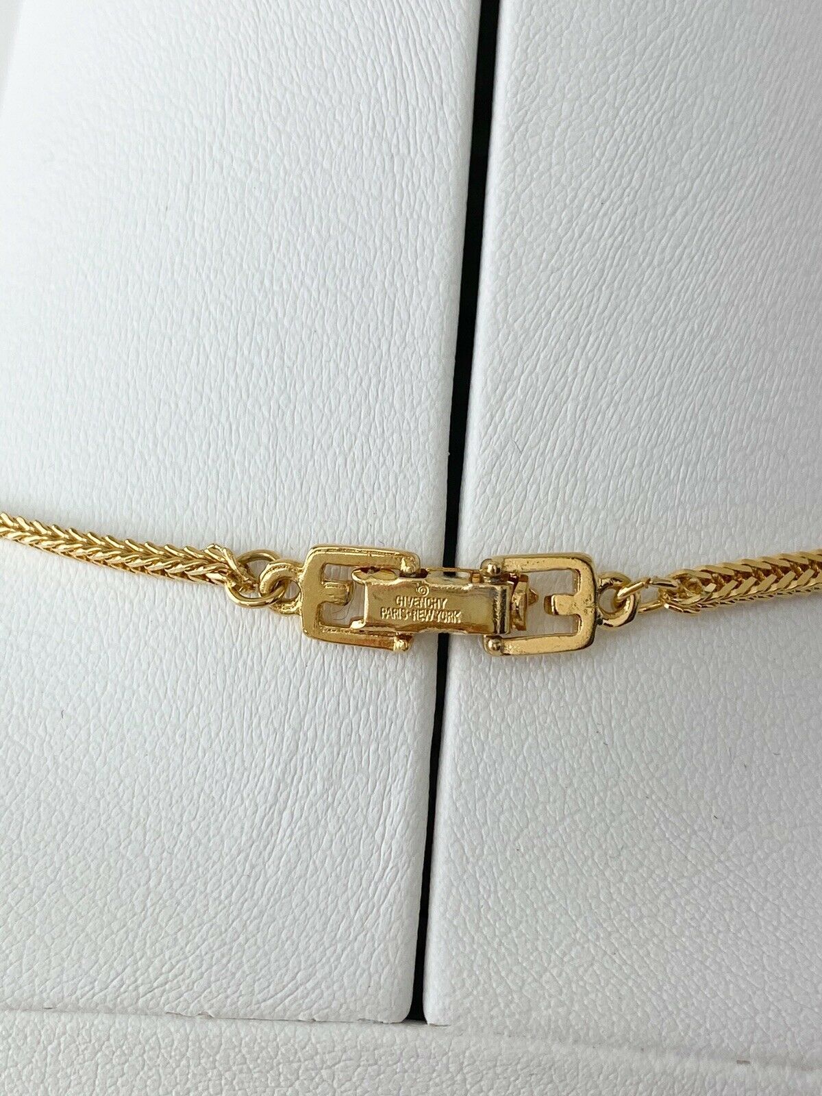 Givenchy Gold Tone G Logo Pendant Choker Necklace Vintage